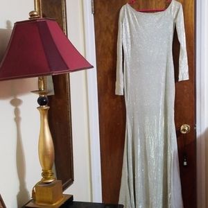 Long Sequin Silver Dress